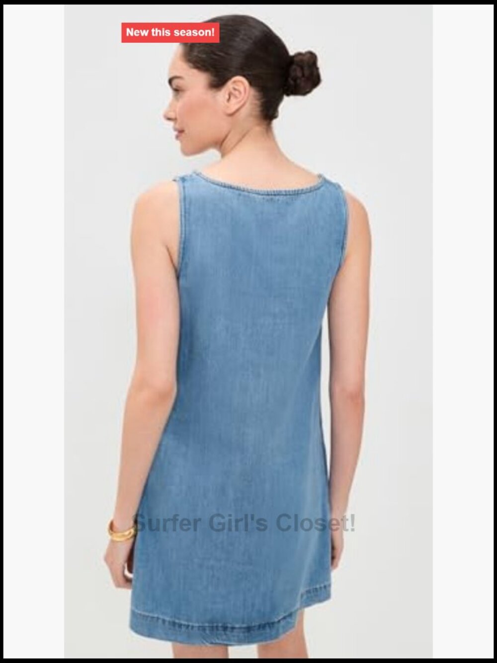 Women's Square Neck Sleeveless Mini Dress Cotton Tencel Casual - Picture 4 of 6